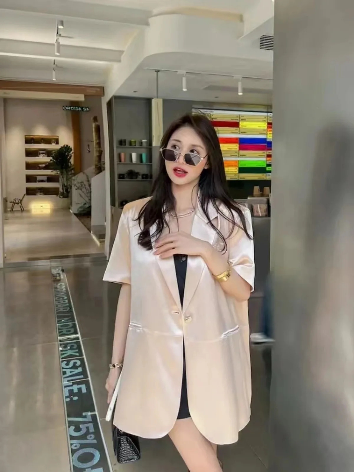y Short Sleeves Blazers Women White Black Suit Summer Thin Jacket Office Ladies Tops Highend Blazer Mujer 250610