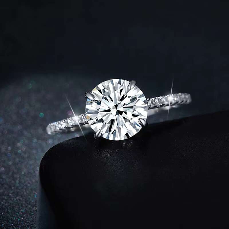 Wedding Ring 1.5CT Round Brilliant Pure White Moissanite Diamond 925 Silver Gold Plated Custom Moissanite Ring