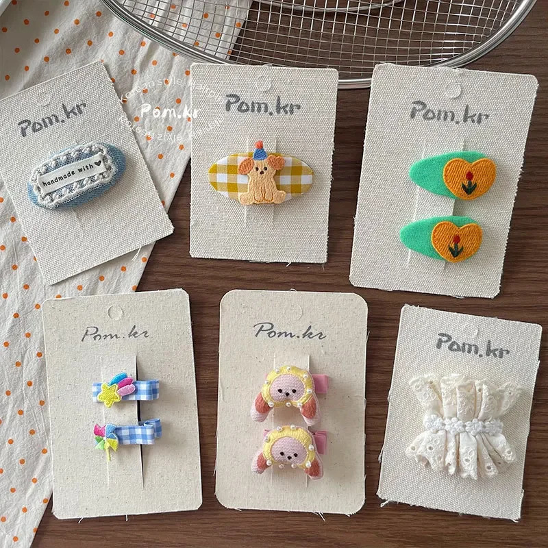 Korean Style Cartoon Hair Clips Girls Butterfly Knot Side Hair Fringe Fabric Children Break Clamp Professional Salon Parti 250611