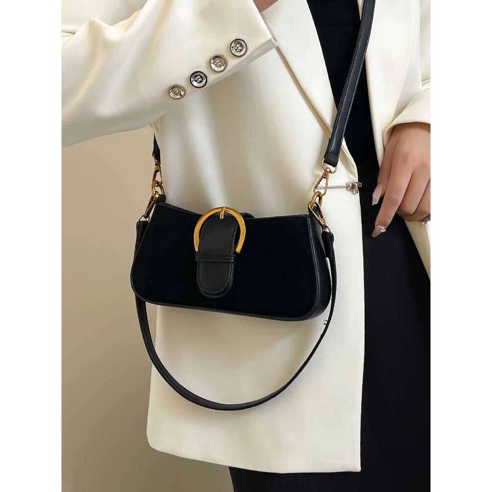 High-end Retro Women Armpit Bags Autumn Winter Belt Design Small Square Trendy Lady Daily Work Crossbody Bag
