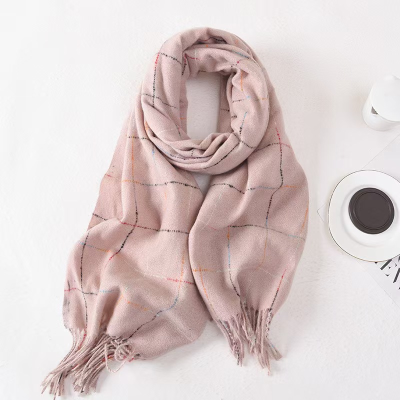 T937 scarf for women, new style for winter, all-match double-sided cashmere, Korean style, high-grade, multi-color shawl
