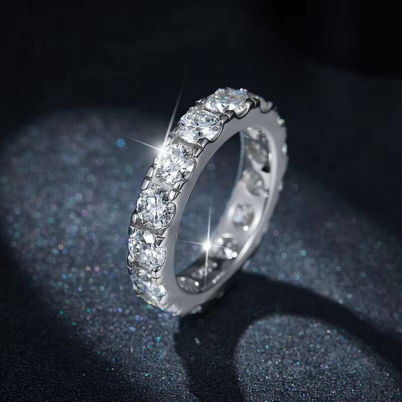 Hip Hop Style round Moissanite Diamond Silver Womens Wedding Ring Lucky Moissanite Man Rings