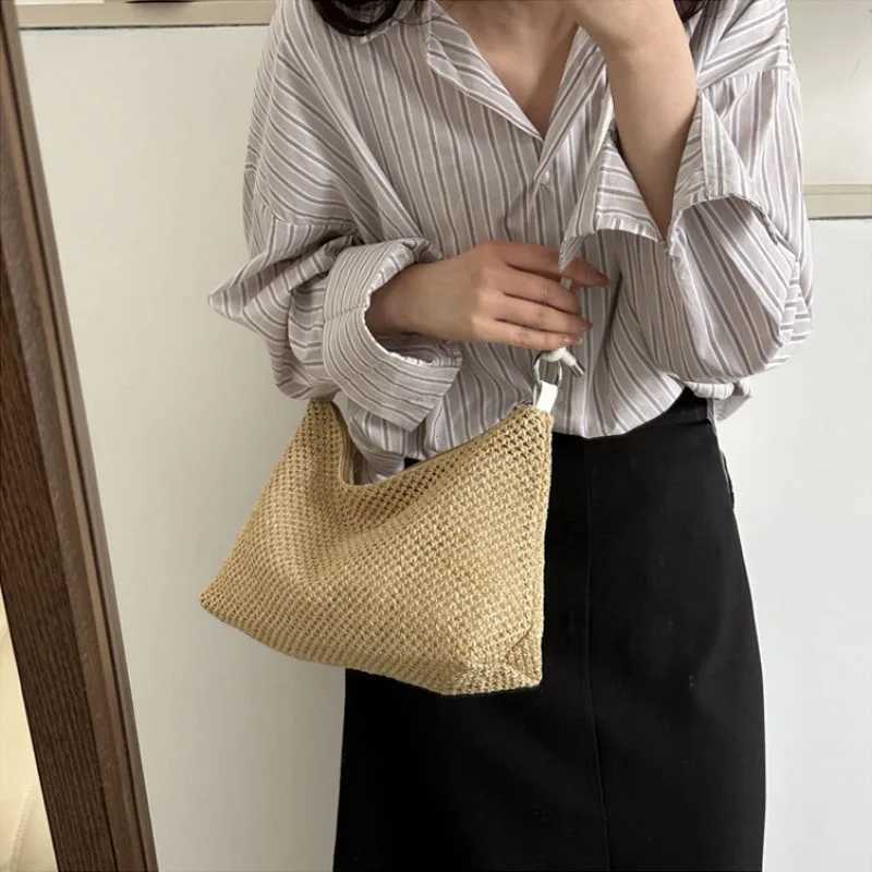 Handmade Braid Straw Bag Large Capacity Summer Beach Shoulder Bag Women Girls Fashion Handbag Rattan Woven Tote Bag for Ladies XJ250610