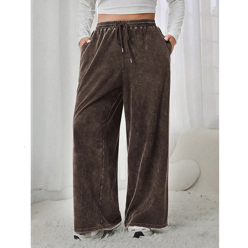 Plus Size Womens Jeans Trousers Solid Colour Casual Corduroy Trousers Wide Legs Woman Trousers Winter Velvet Wide Legs Straigh 250609