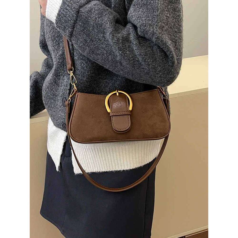High-end Retro Women Armpit Bags Autumn Winter Belt Design Small Square Trendy Lady Daily Work Crossbody Bag