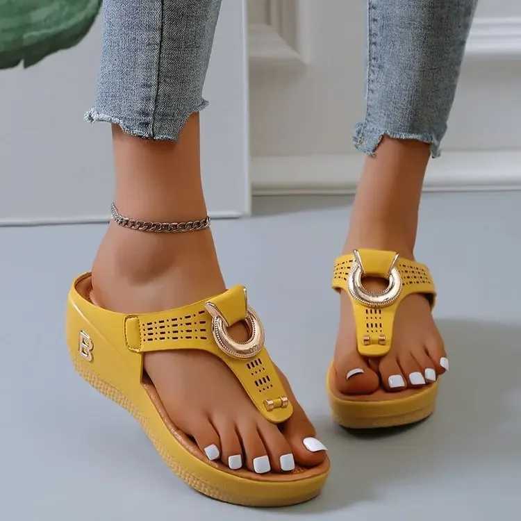 Summer Sandals Women New Open Toe Beach Shoes Flip Flops Wedges Comfortable Slippers Cute Sandals Plus Size 35~43 Womens Shoes XJ250610