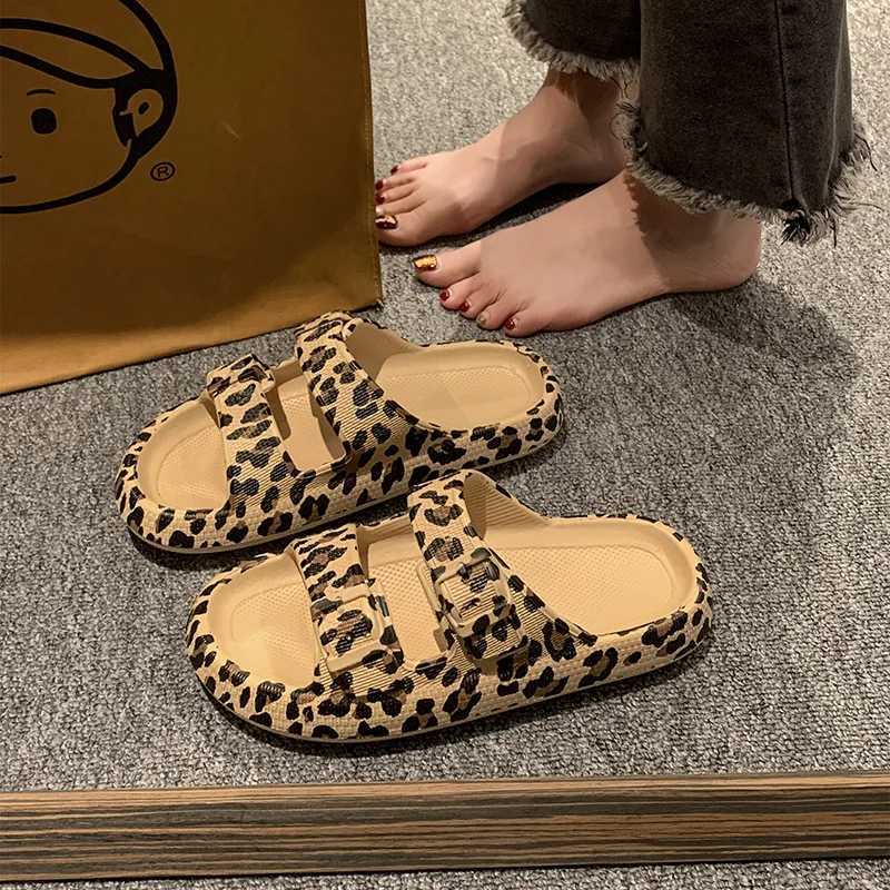 Summer Slippers Womens Leopard Print Platform Slippers Casual Thick Sole Indoor and Outdoor Sandals Couple Beach Shoes 2024 XJ250610