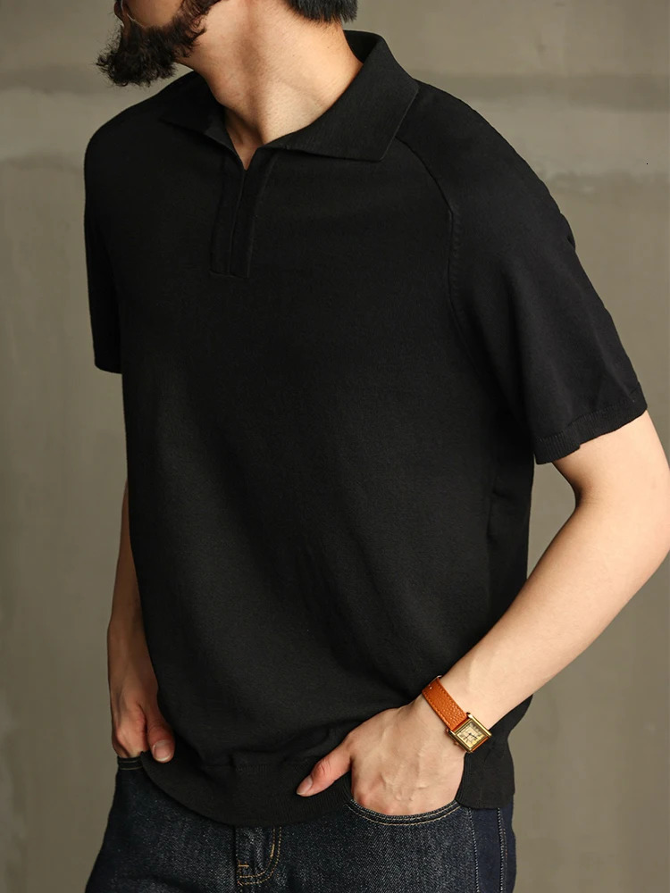 Trendy Slim Mens Short Sleeve Polo Shirt Summer Stylish Zipper Lapel Knitted Shirts For Men Solid Color Polos 250610