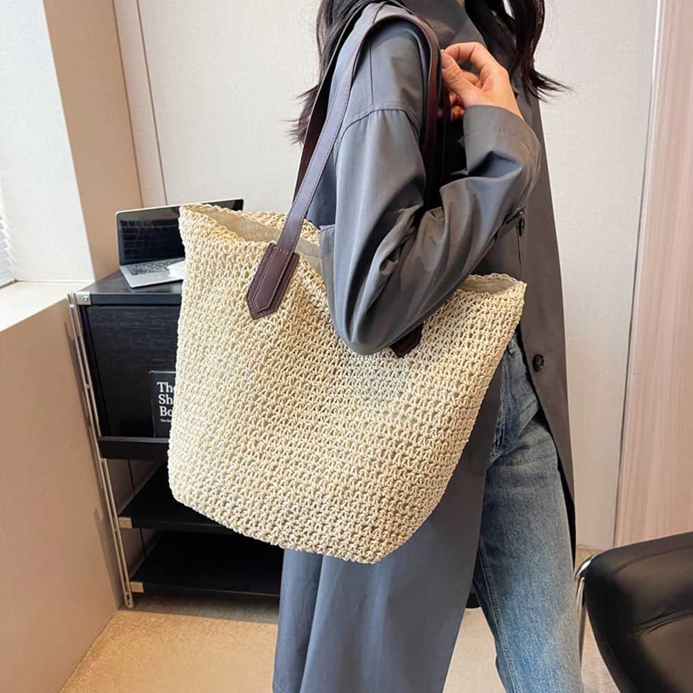 Women Shoulder Bag Bohemian Straw Underarm Bag Summer Beach Woven Armpit Bag Large Casual Crochet Tote Bag Shopping Bags XJ250610