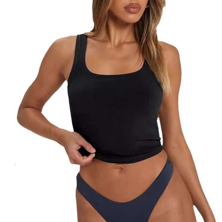 Spaghetti Strap Vest Hot Girl Summer Outerwear Square Neck Crop Women's Inner Shirt Top B5