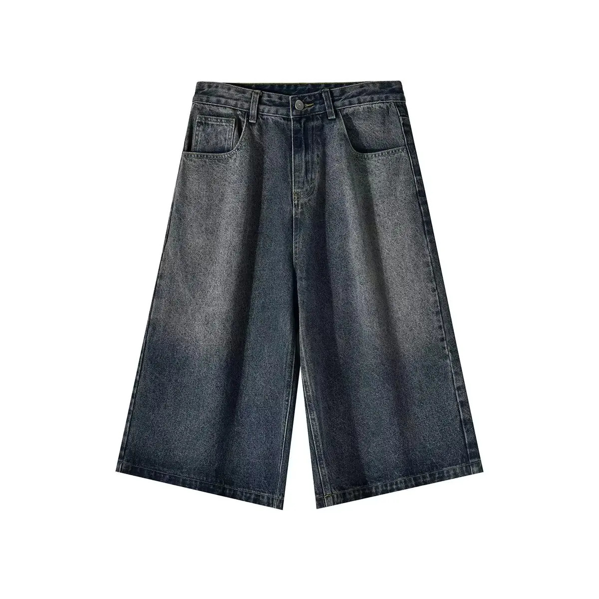 Wideleg Sevenpoint Denim Shorts Mens Summer Highend Fashion Straight Casual Pants Man Jeans Y2k Clothes Baggy 250610