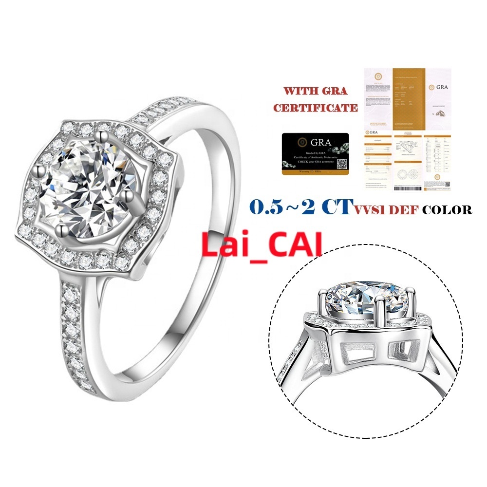 Custom Silver VVS Moissanite Ring Jewelry for Women High Quality Brilliant Round Shape Elegant Diamond Wedding Band