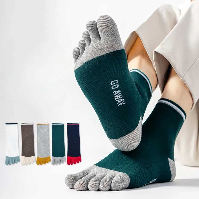 3-5 Pairs Five Finger Socks Men Gym Sport Crew Socks with Separate Fingers Mid Tube Cotton Toe Socks Non-slip Running Breathable Z250610
