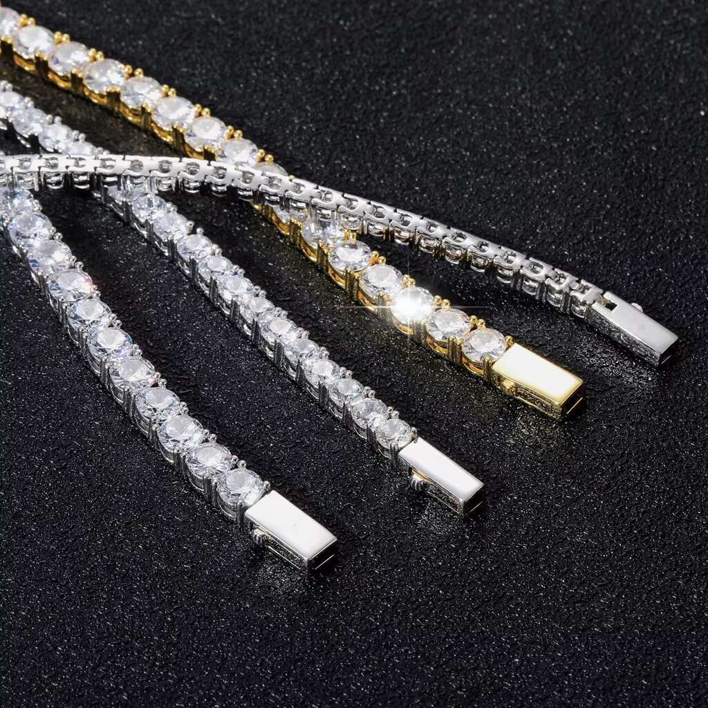OACOCA 925 Sterling Silver Cuba Chain VVS Moissanite Diamond Tennis Chain Necklace Bracelet