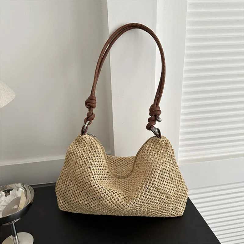 Handmade Braid Straw Bag Large Capacity Summer Beach Shoulder Bag Women Girls Fashion Handbag Rattan Woven Tote Bag for Ladies XJ250610