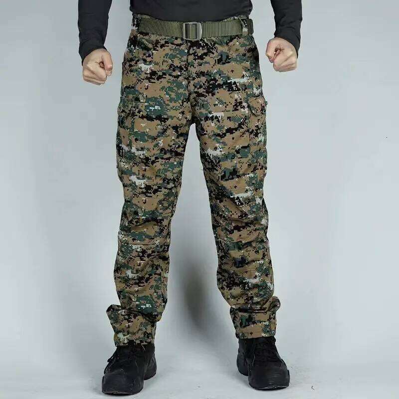 2024 new Tactical Cargo Pants Men Outdoor Waterproof SWAT Combat Camouflage Trousers Casual Multi Pocket Male Work Joggers