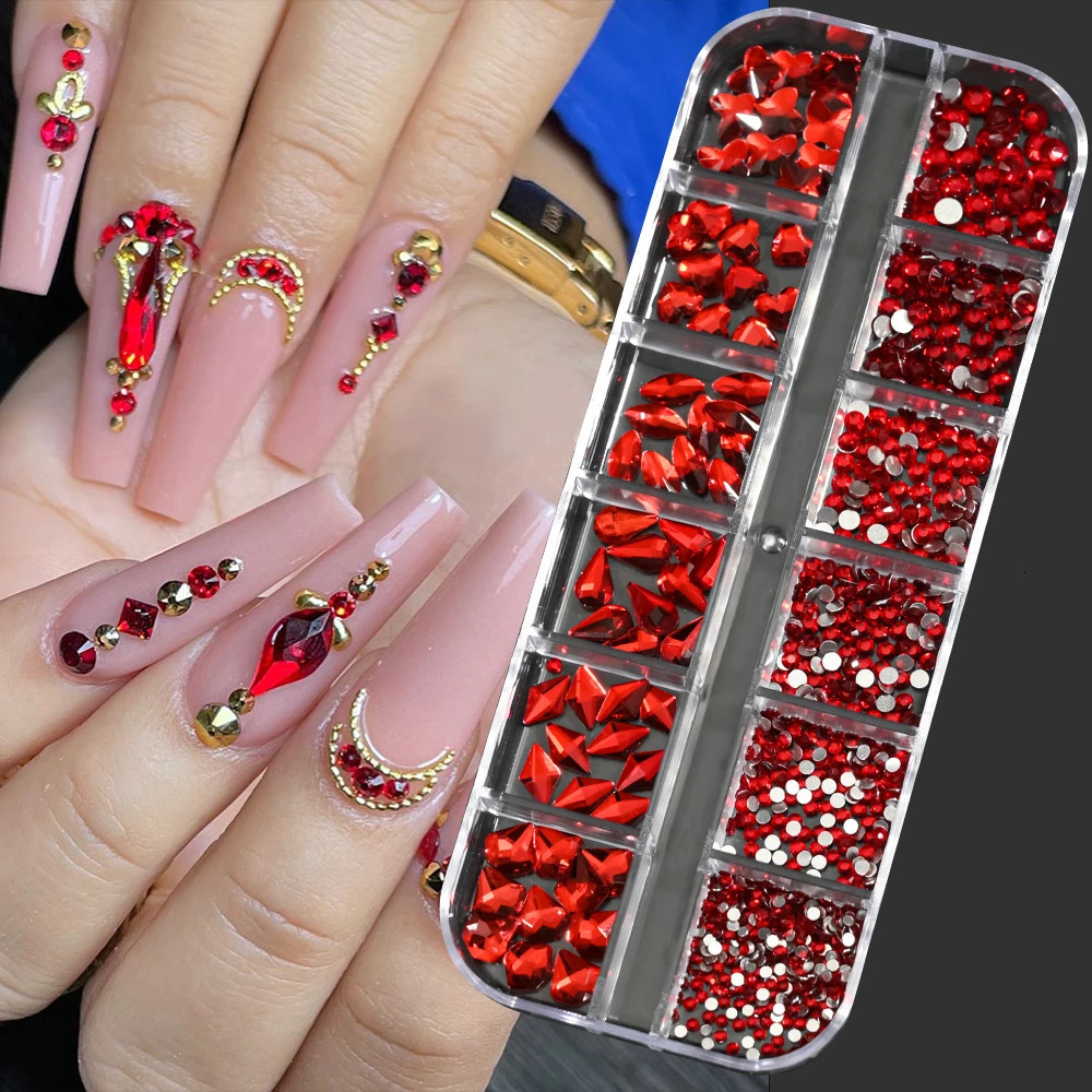 1000Pcsbox Champagne Gold Diamond Nail Crystal Mixedn Glitter NonFix Manicure Decoration 250606
