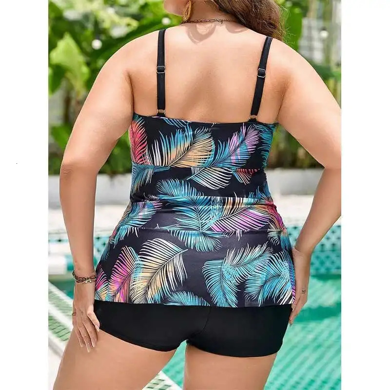 Gathering Style Plus Size Split Swimsuit for Women Sexy Bikini Conservative Flat Angle Tight Fitting Backless 250530