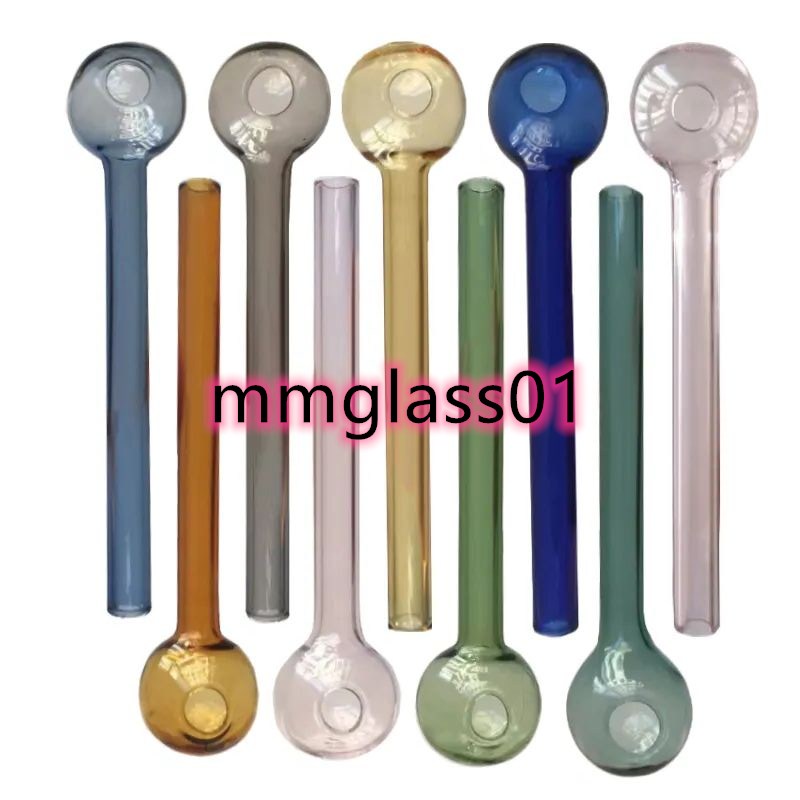50pcs 10cm Colorful Glass Oil Burner Pipe 4 inch Smoking Dab Burners Straight Pryex Clear Well Popular Smoke Pipes Accessories 10 Colors-3