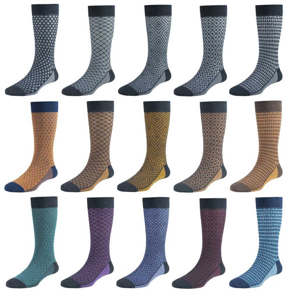 5 Pairs Mens Cotton Classic Mid-Calf Business Round Neck Four Seasons Socks Comfortable Breathable Work Socks Z250610