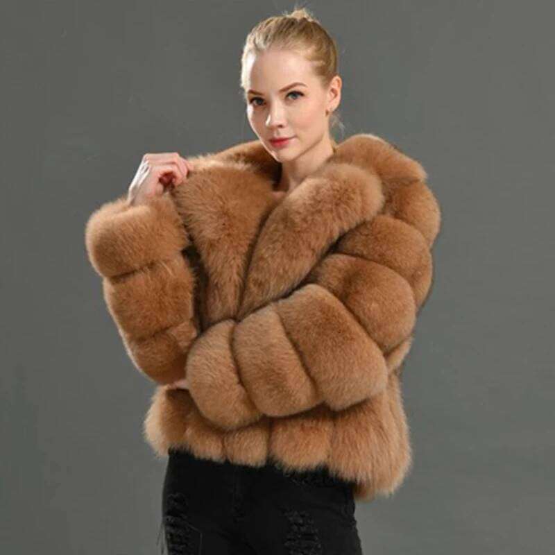 HJQJLJLS 2021 Winter Mink Fuzzy Women Faux Fox Coat Thick Warm Lapel Long Sleeve White Black Fluffy Fur Jacket