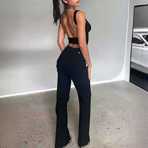 Women's Sleeveless Backless Tank Top Summer Outerwear Milk Silk Vest B5