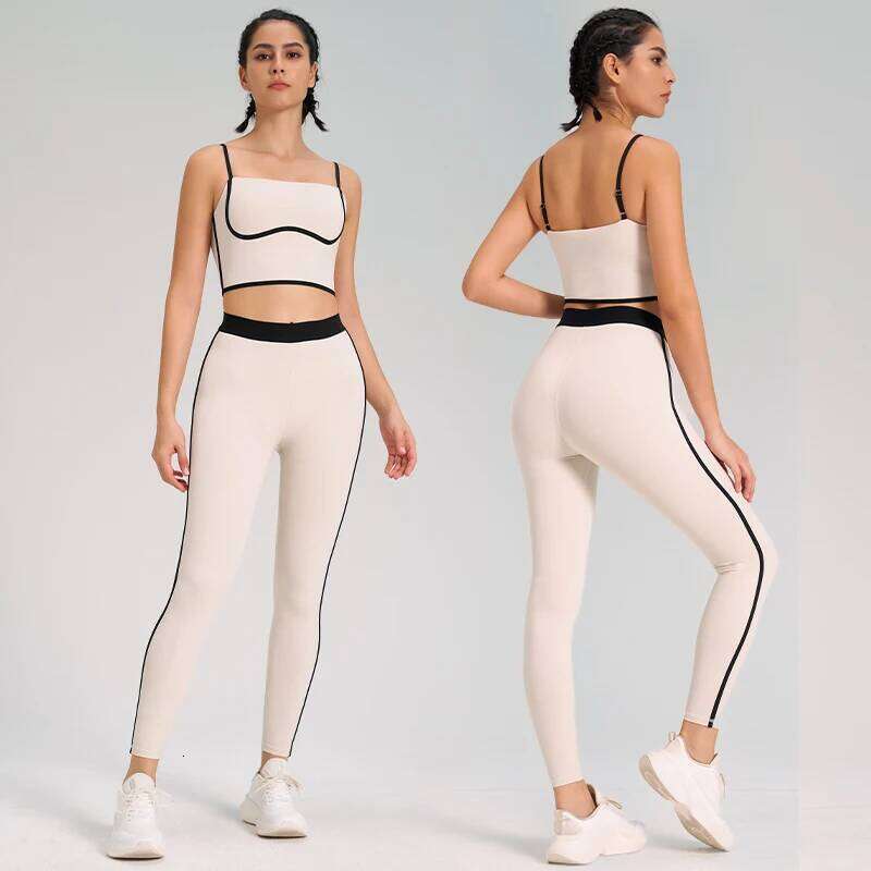 2pcs Patchwork Sport Yoga Suit Breathable Sportwear Adjustable Bra Workout Clothes for Women Outfit Fintess Set