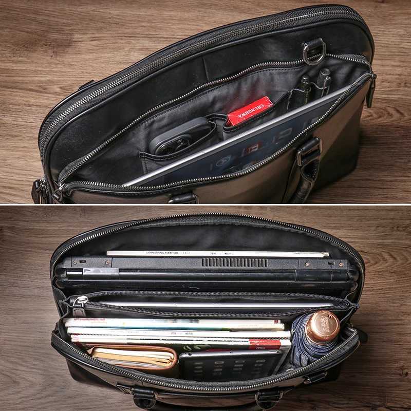 GURO Mens Luxury Genuine Leather Handbag Business Office Travel Briefcase High Quality Original Shoulder Bag For 16 Inch Laptop W250610