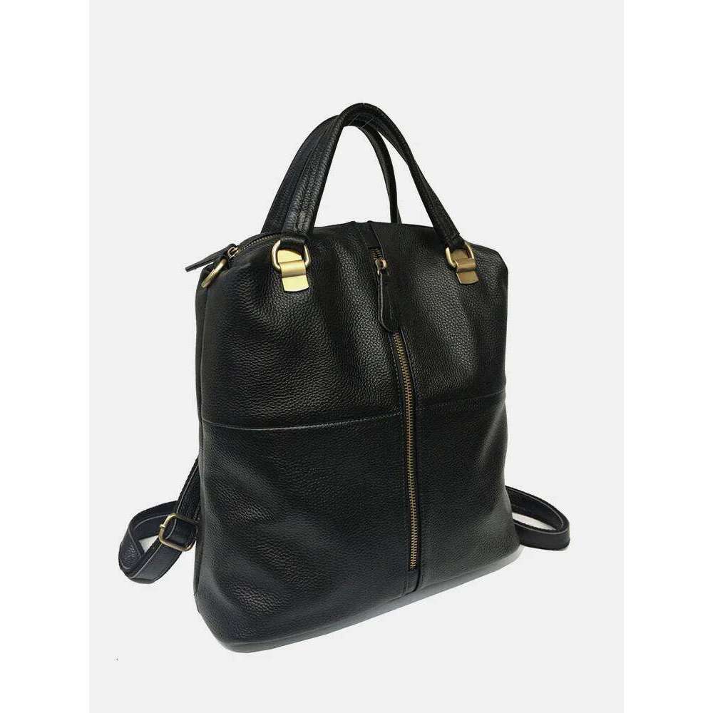 Zency Vintage Women's Genuine Leather Backpack Anti-Theft Large School Bag Designer Travel Satchel Shoulder Crossbody Top Handle