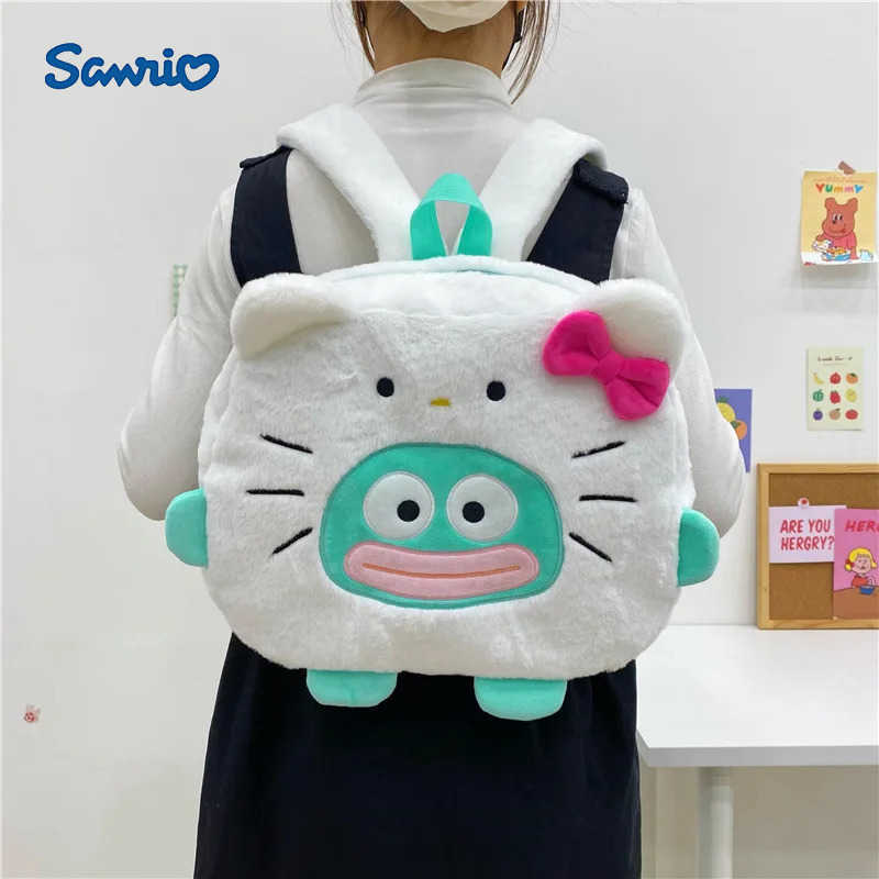 Sanrio New Anime Peripheral Kawaii Hangyodon Shoulders Bag Hello Kitty Versatile Backpack Small Fish Cat Color Contrast Backpack H251216