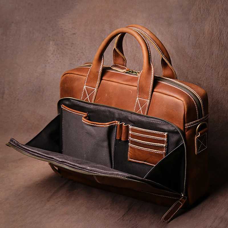 GURO Mens Top Cowhide Executive Briefcase High Quality Handbag Vintage Crossbody Luxury Shoulder Bag Business Office 16 Laptop W250610