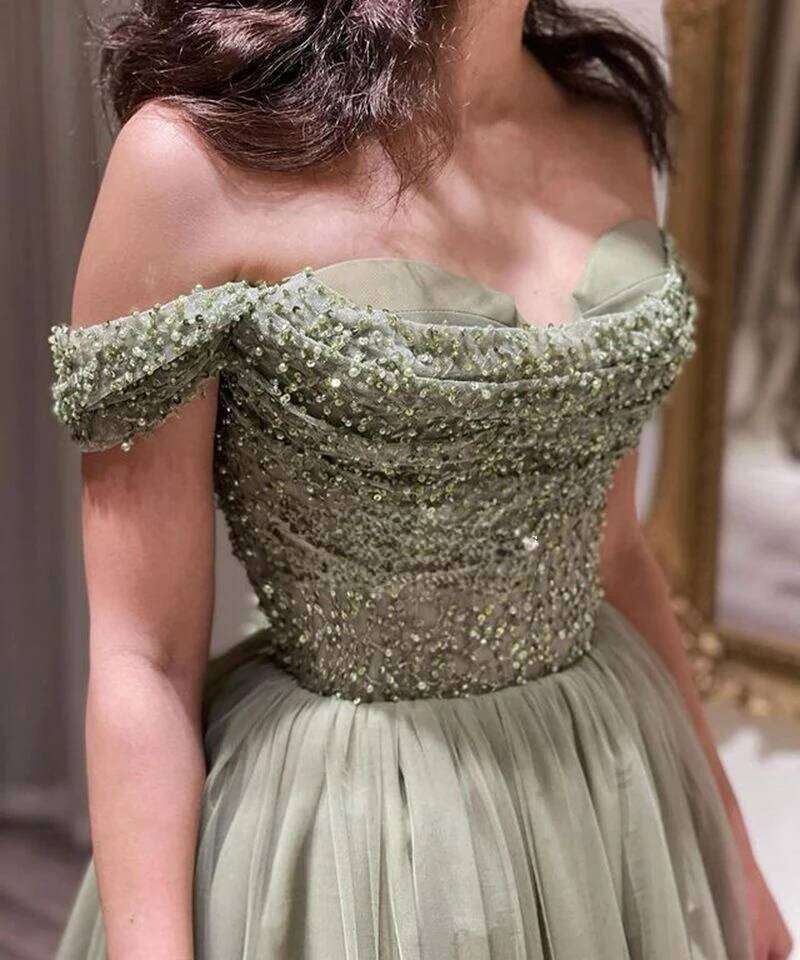 Green Prom for Women Handmade Sequins Woman Dress Party Evening Elegant customized Celebrity Robe