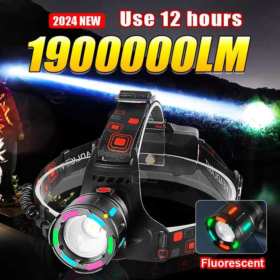 2024 Strong Light LED Headlamp USB Rechargeable Powerful LED Headlamp Ultra Bright Head Flashlight With Fluorescent Fishing Light Z250613