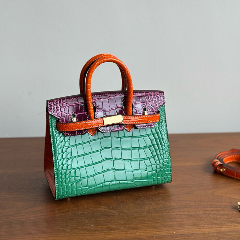 10A Designer Bag Crocodile Pattern Tote Bag High Quality Genuine Leather Mini Shoulder Bag Handbag Women's Crossbody Bag Color blocked Handheld Shoulder Bag