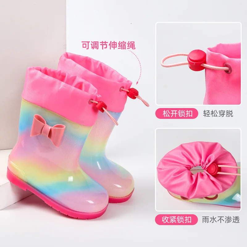 Cartoon Rain Boots For Children Womens Boys Baby Shoes Flower Print Cross-Border E-Commerce Stock Rainwear Footwear 250611