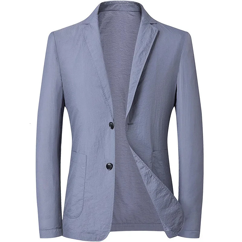 Business casual suit mens light and thin sunscreen suit single western top summer ice silk Korean version blazer 250611