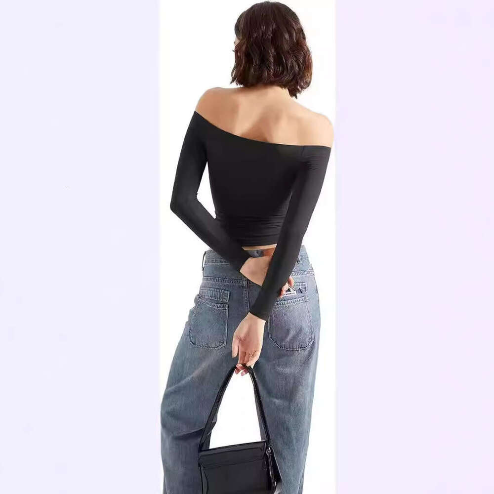 Autumn Fashion Sexy Long Sleeve Women's Off-Shoulder Crop Top Pullover T-Shirt B5