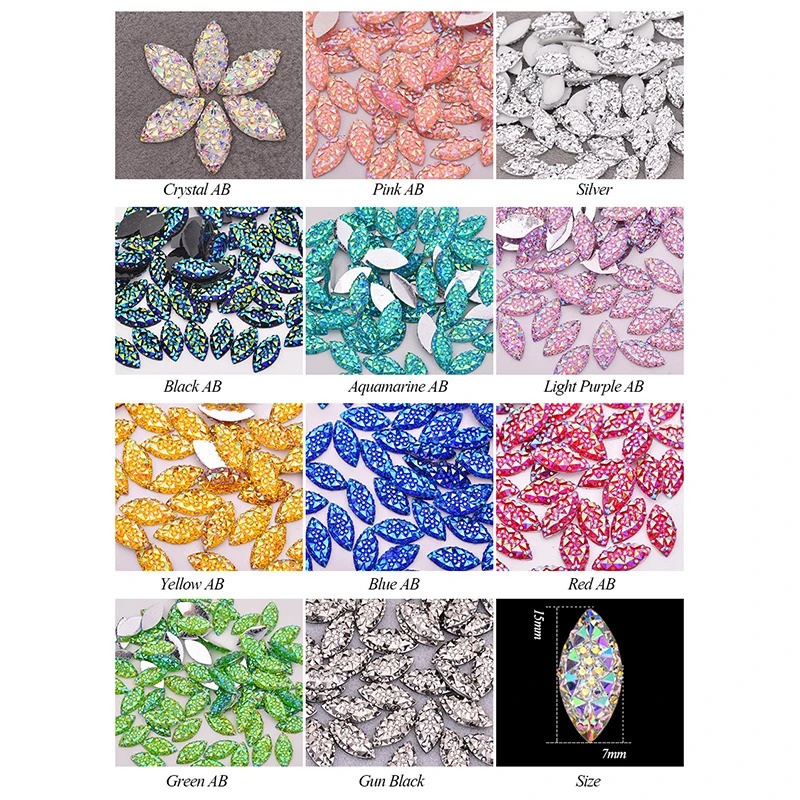 JUNAO 100pcs 715mm Crystal AB Flatback Horse Eye Decoration Stones Non fix Resin Strass for DIY Crafts 250606