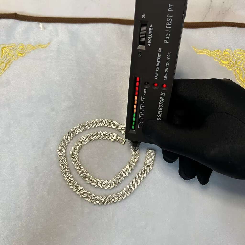 OACOCA Hip Hop 10mm Width Moissanite Chain Necklace High Quality Full Diamond 10K Cuban Link Chain Necklace Miami Bracelet Necklace