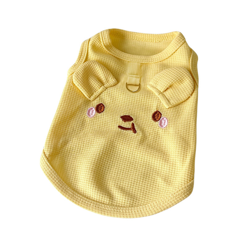 New spring and summer Japanese and Korean ins style pet dog and cat clothes Teddy Bichon Poodle traction waffle vest