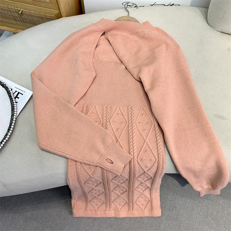 LV105 Autumn Strapless Tube Dress Knitted Long Sleeve Blouse