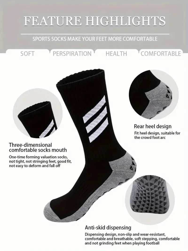 1/4 Pairs Men Non Slip Towel Bottom Sports SOCKS Odor Resistant Sweat Absorbing Breathable Basketball Yoga SOCKS Z250610