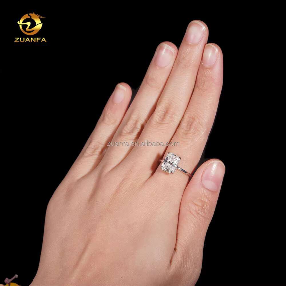 Female Elegant Style Bridal Wedding Jewelry 925 Silver Radiant Moissanite Diamond Engagement Ring Women With GRA Certificate