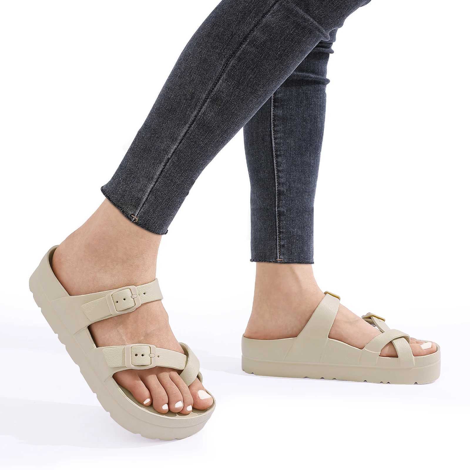 Crar Fi Platform Sandals Women EVA Insole with Arch Support Adjustable Buckle Slippers Female Outdoor Beach Slides XJ250610