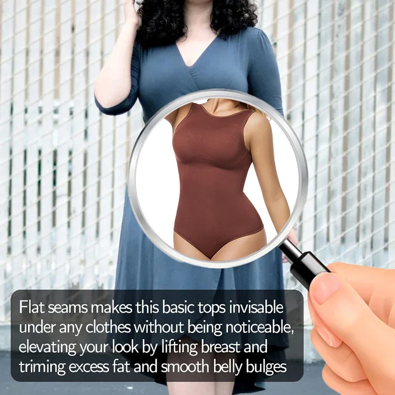 MISSMOLY Women Body Shaper Round Neck Backless Tank Tops Waist Trainer Tummy Control Shapewear Thong Butt Lifter Bodysuits 250610