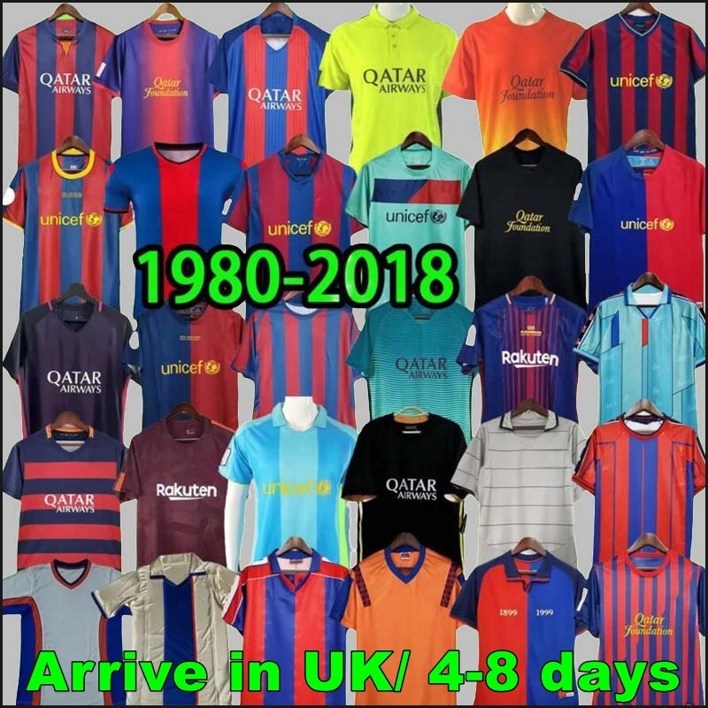 Retro soccer jersey 96 97 03 04 05 06 07 08 09 10 11 14 15 XAVI RONALDINHO RIVALDO GUARDIOLA PUYOL Iniesta finals maillot de foot 1899 1999 DAVID VILLA