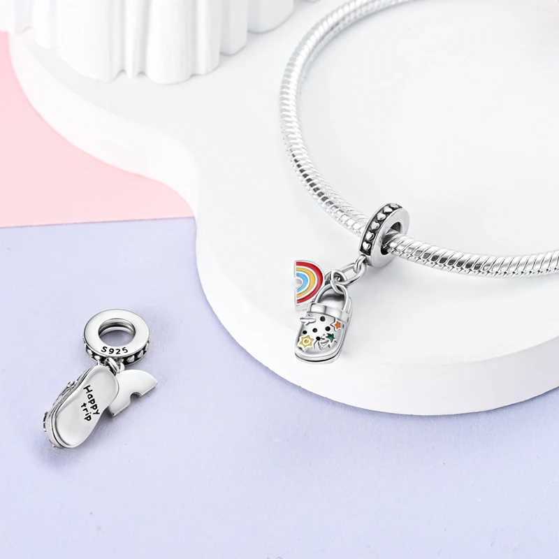 925 Sterling Silver Cowboy Boot Slipper Shoes Dangle Charms fit MULA Bracelet Necklace Enamel Pendant Bead DIY Jewelry Making XJ250611