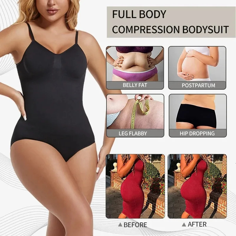 Womens Backless Bodysuits Seamless Sexy Shapewear Thong Butt Lifter Body Shaper Tummy Control Corset Slimming Camisole Tops 250610