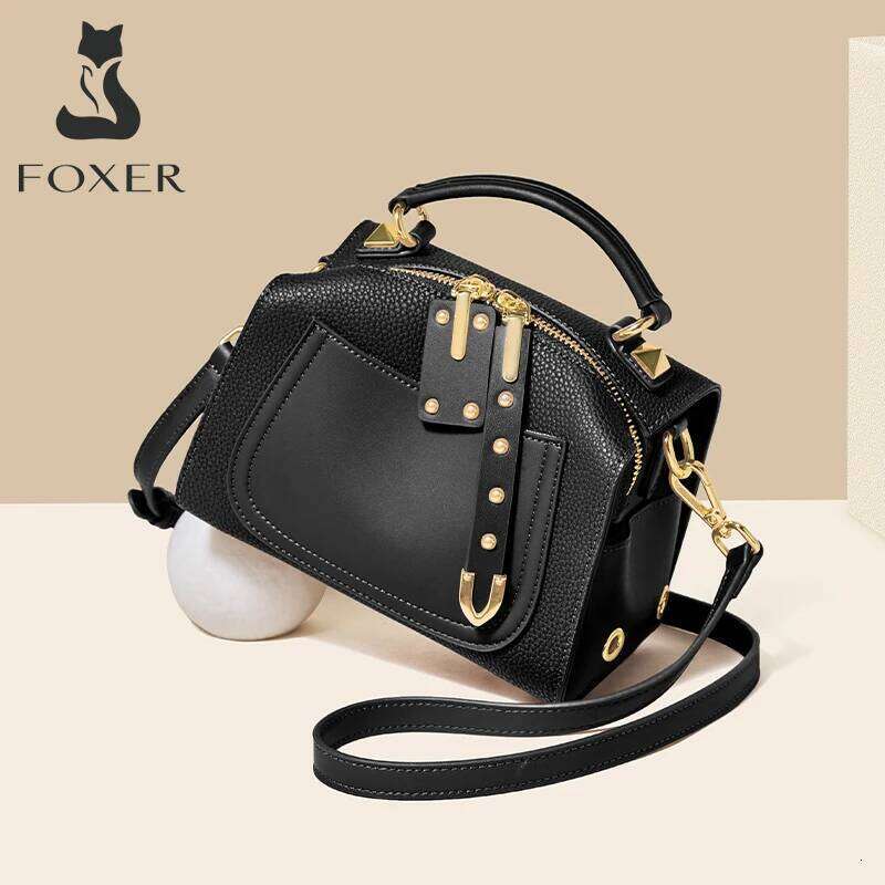 FOXER Stylish Gift For Momther Split Leather Messenger High Quality Lady Shoulder Crossbody Bag Retro Women's Medium Handbag