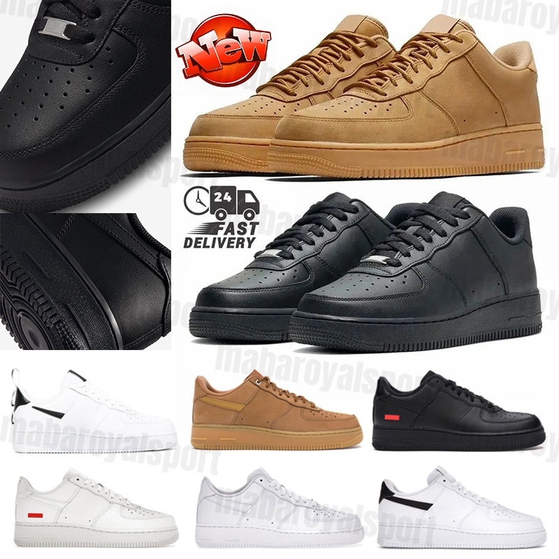 one designer shoes 1 mens sneakers Triple White black Rubber leather Classic splicing running shoes breathable Platform Womens trainers outdoor sport shoe